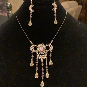 Lilac moon necklace & earring set